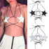 Punk Leather Black Star Bra Bustier